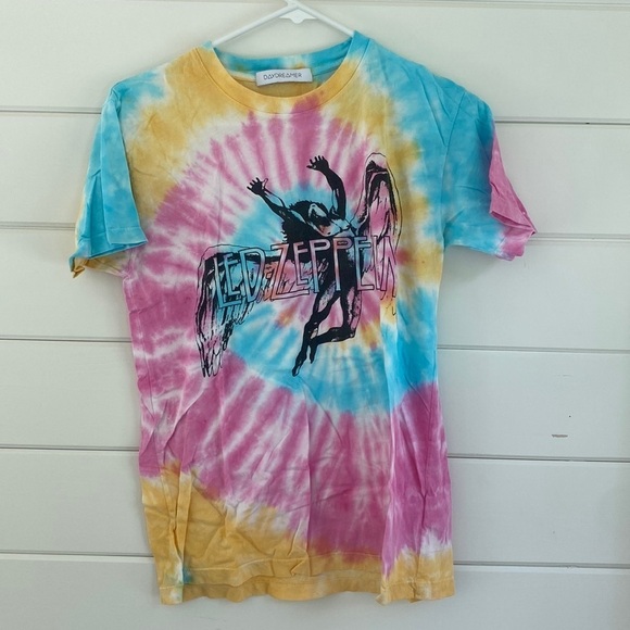 Daydreamer | Rainbow Tie-Dye Short Sleeve Tee with Led Zeppelin Graphic - Picture 2 of 6